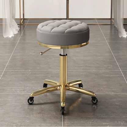 High Quality Salon Furniture 360 Degree Rolling Adjustable Hairdressing Chair with Wheels Gold Salon Stool