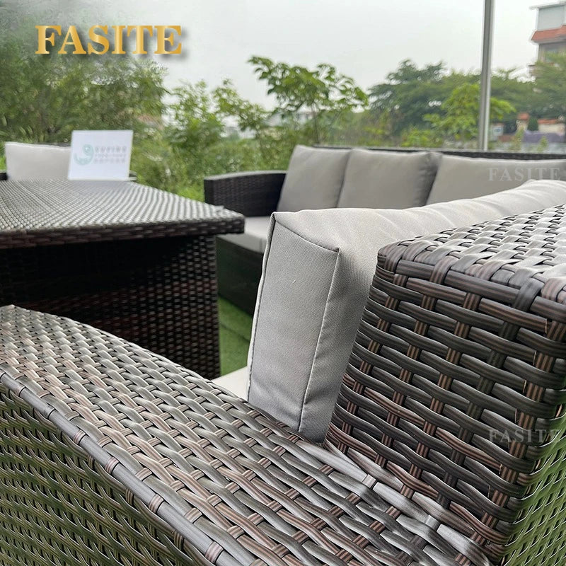 Garden outdoor beach rattan weaving leisure sofa chair outdoor furniture outdoor three-person rattan chair sofa