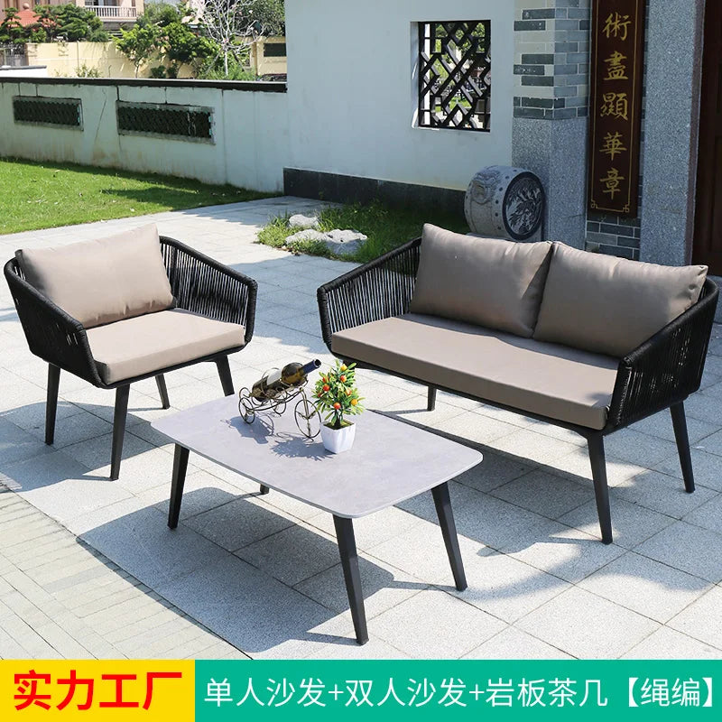 Outdoor Nordic Garden Sofas Hotel Balcony Combination Modern Garden Sofas Terrace Metal Furniture Divano Di Giardino MHHYSF