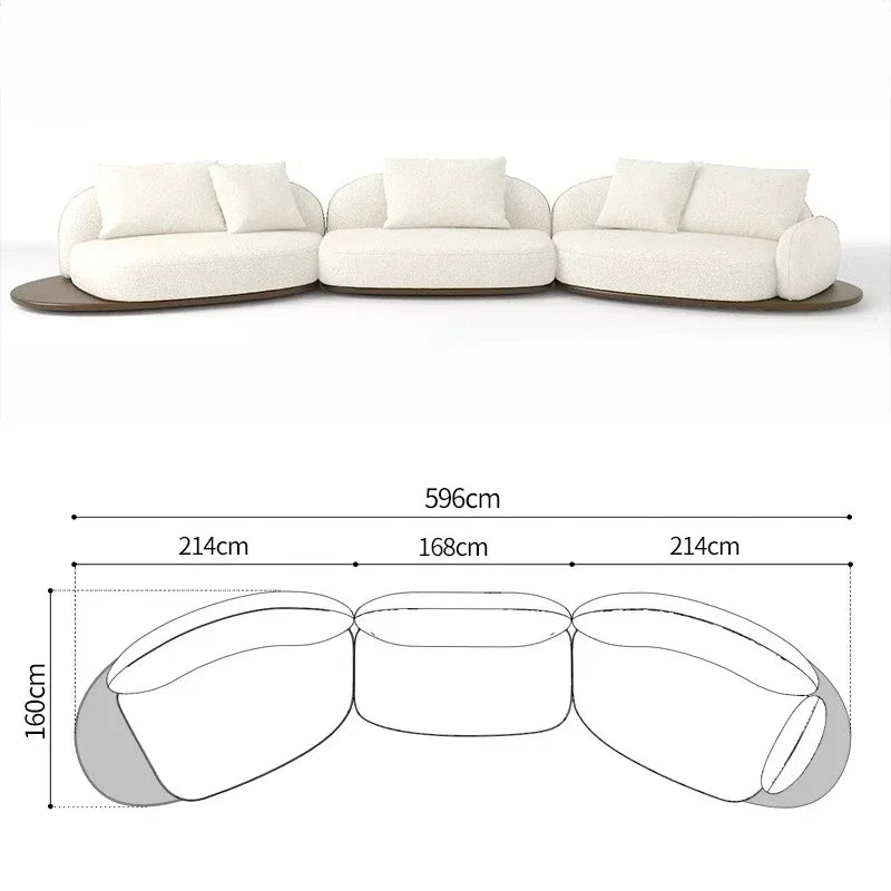 Living Room Coffee Table Designer Creative Three-person Log Style Furniture Modern Simple Modern Morocco Fabric Sectional Sofas