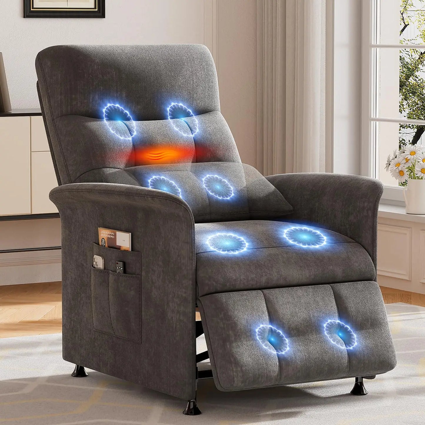 Power Recliner Chair for Adults with Heated & Massage, Lazy Boy Electric Reclining Chair Sofa, Adjustable Single, Customized
