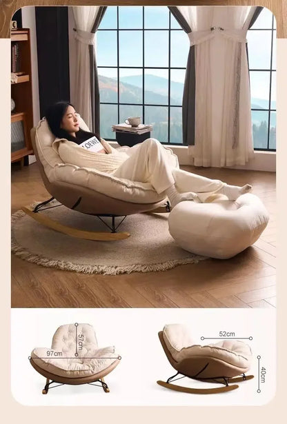 Elegant Nordic Rocking Chair for Living Room Single Penguin Chair Cozy Lazy Sofa Stylish Lounge Chair for Balcony and Patio