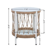 Bohemian Outdoor Furniture Set, 3-Piece with 2 Lounge Chairs & Glass Table, Handwoven Rope & Powder-Coated Steel Frame,