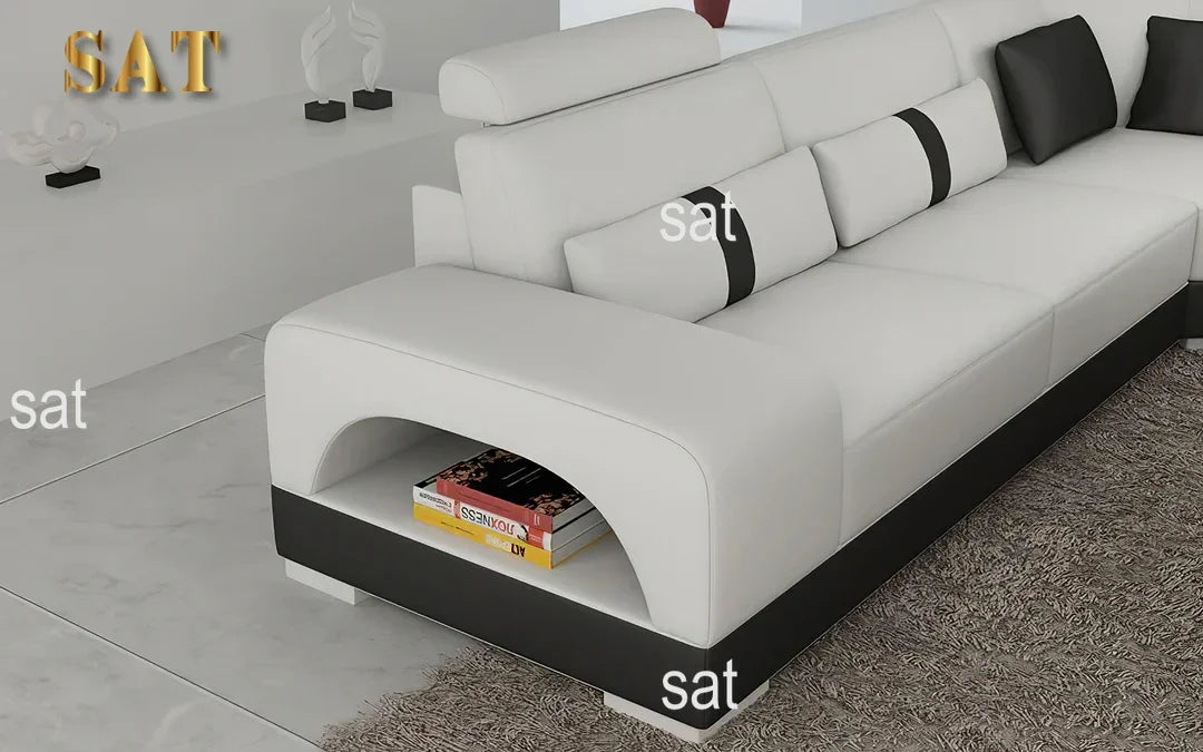 Nordic designer light luxury villa leather living room sofa high-end customized leisure hotel sofa combination