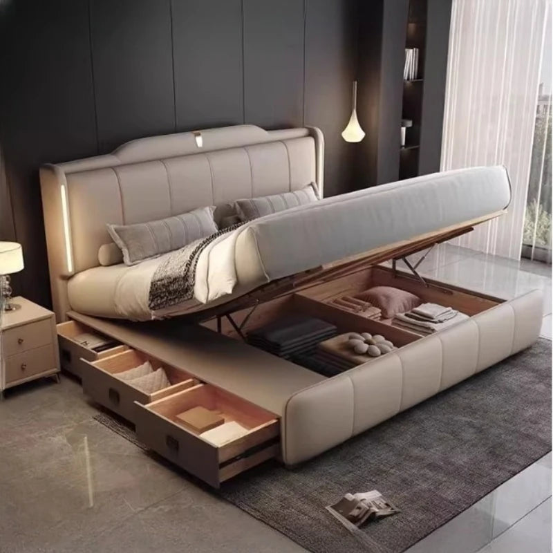 180x200 cm Double bed frame king size frame headboard with 3 drawer storage luxury home bedroom bed queen cama king furniture