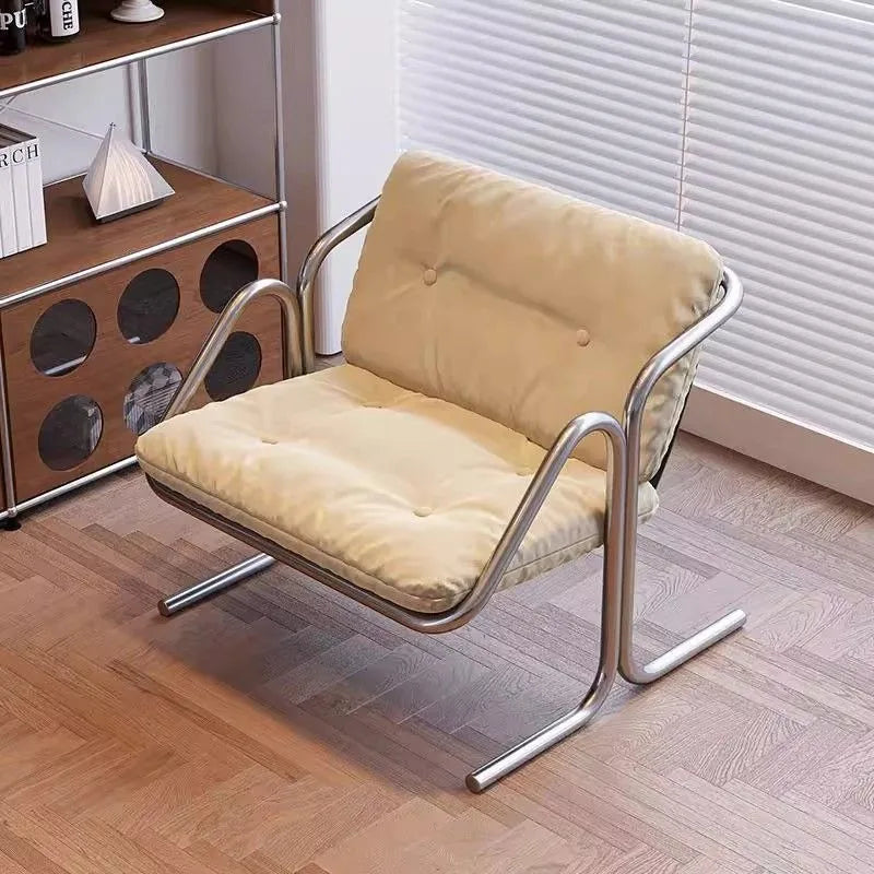 Wabi Sabi Bauhaus Lounge Chair Stainless Steel Frame Designer Minimalist Daybed for Living Room and Patio Relaxation