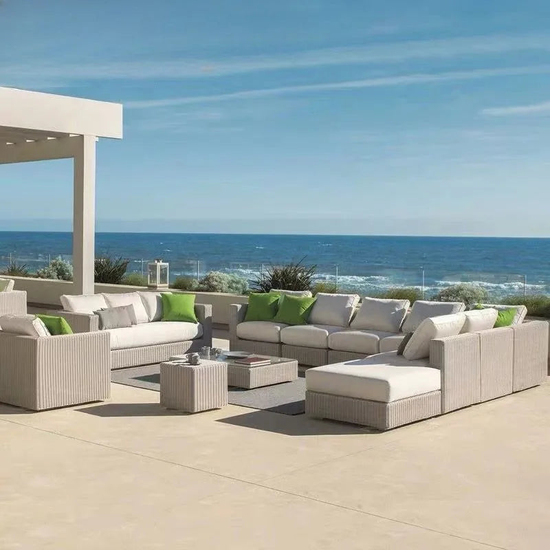 Outdoor rattan sofa combination waterproof and sun protection outdoor leisure courtyard villa balcony terrace sunroom