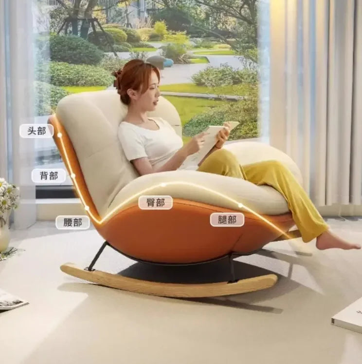 Cozy Snail Wooden Rocking Chair for Balcony and Living Room Lazy Large Rocking Sofa Chair for Leisure Time in Living Room