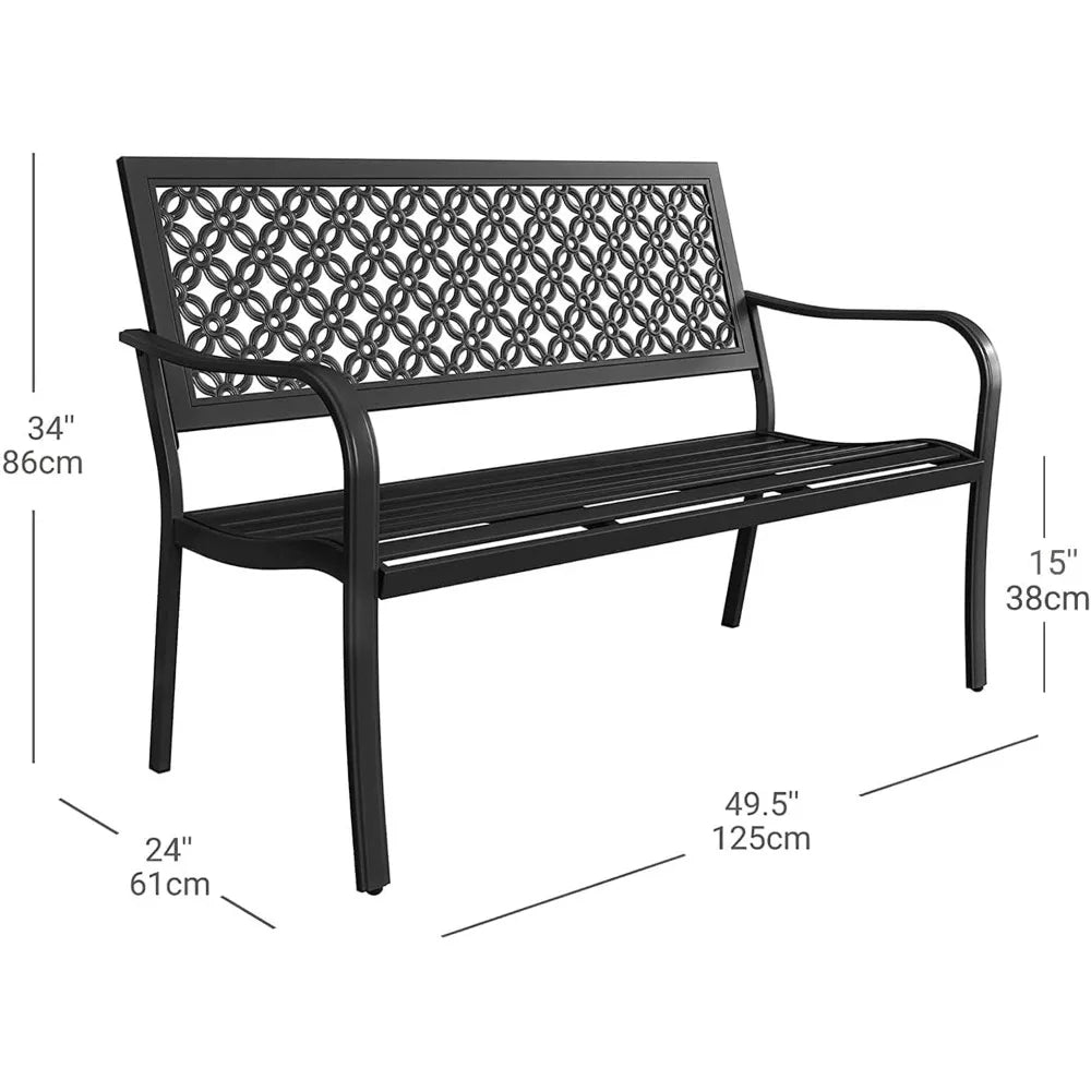 Grand patio 50 Outdoor Bench Garden Bench with Armrests Bench for Outdoors Lawn Yard Porch Black