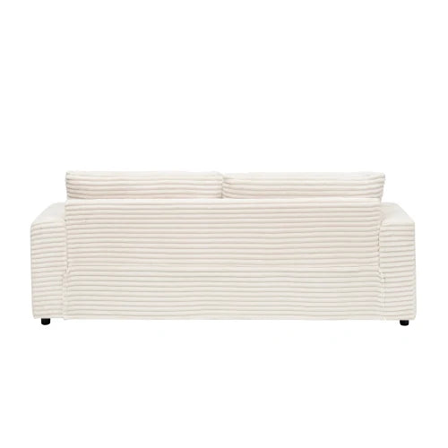 79.3-inch long corduroy sofa with 4 matching pillows, stylish design, spacious and comfortable 3-person sofa, white