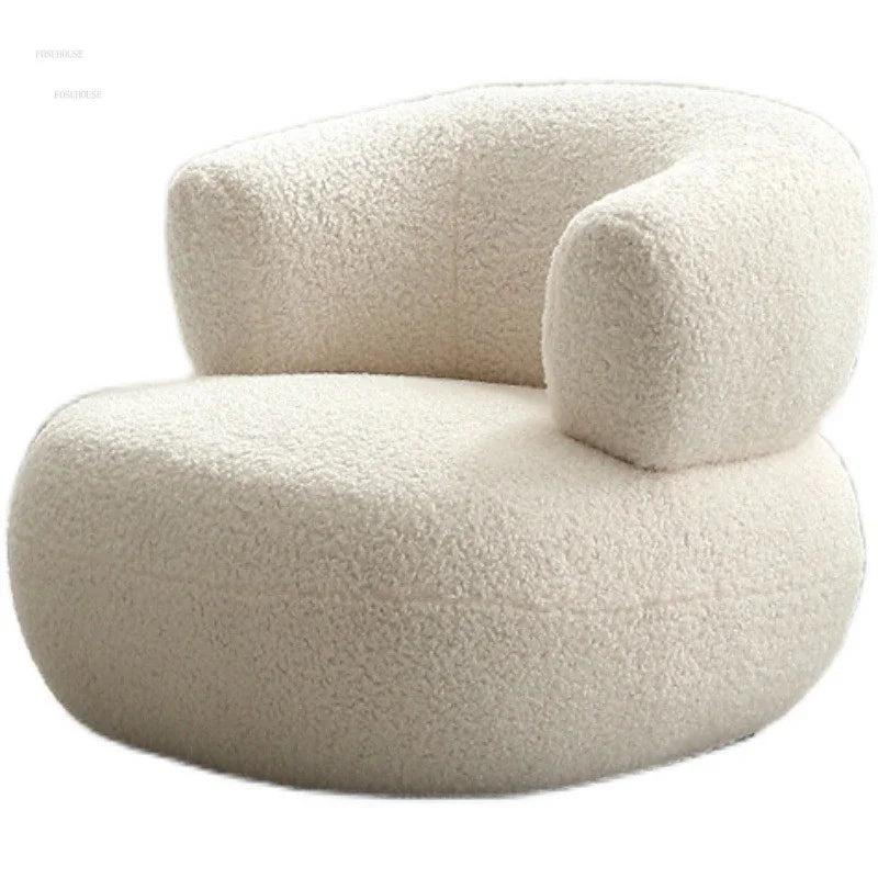 Nordic Designer Fabric Living Room Chairs Leisure Backrest Armchairs Bedroom Lambswool Luxury Single Sofa for Home Furniture