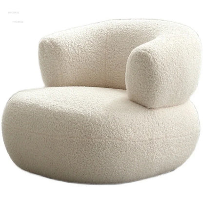Nordic Designer Fabric Living Room Chairs Leisure Backrest Armchairs Bedroom Lambswool Luxury Single Sofa for Home Furniture