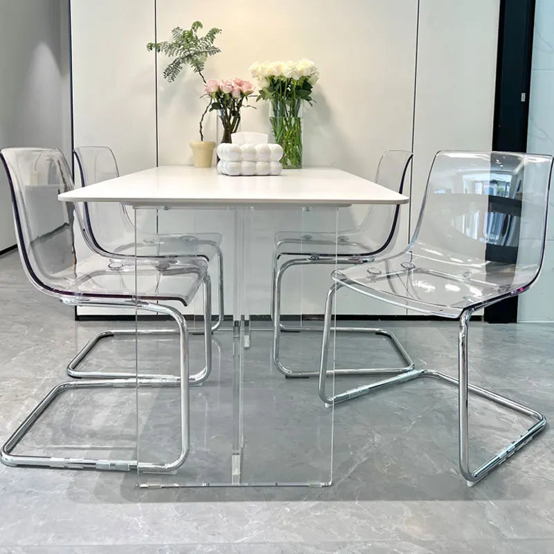 Furniture Stool Modern Transparent Chairs Designer Metal PC Plastic Dining Chair Home Creative Backrest Dining Table Stools