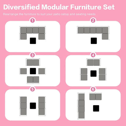 7PCS Handwoven Patio Rattan Furniture Set Sectional Sofa Garden Cushion Conversation Sets