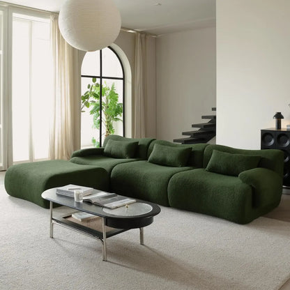 115" Modular Sectional Sofa, Deep Seat Teedy Boucle Boneless L-Shaped Sofa, Modern Oversized Cloud Couch Sectional, Customized