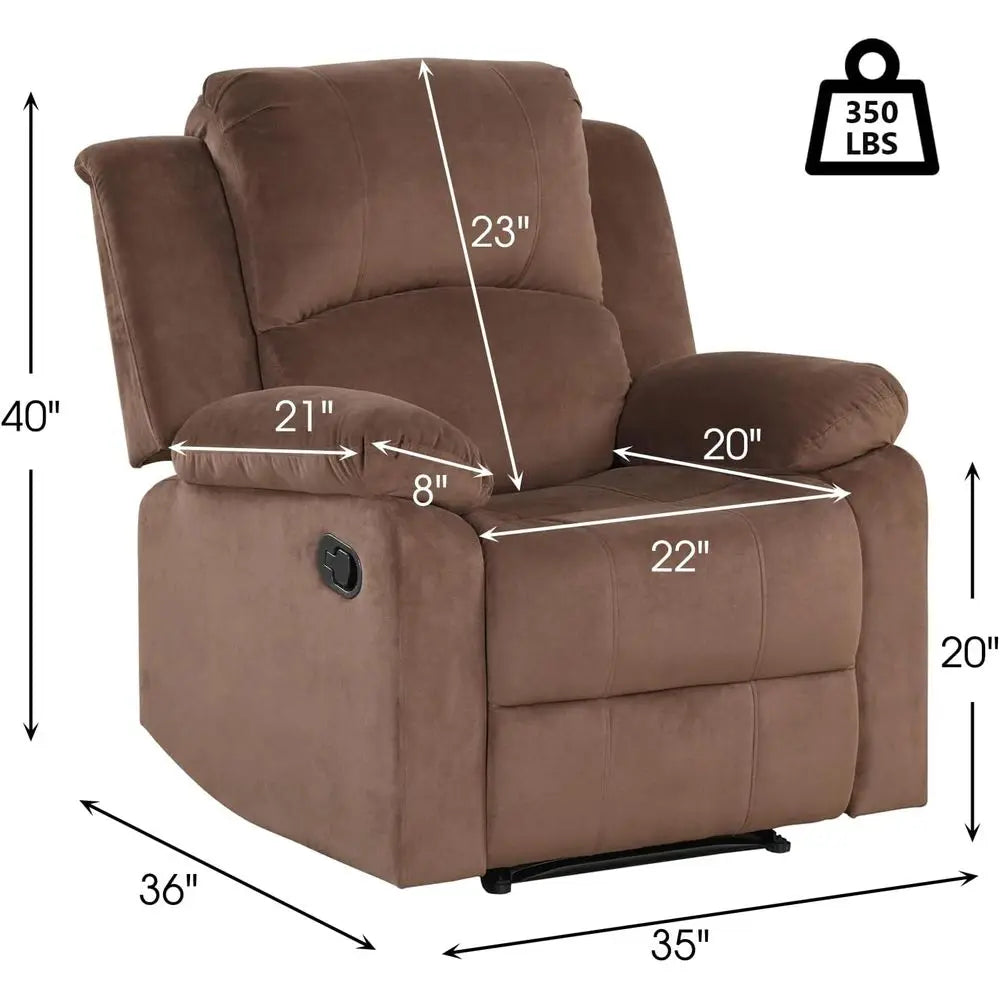 Light Brown Heavy-Duty Recliner Chair with Soft Fabric for Living Room or Bedroom