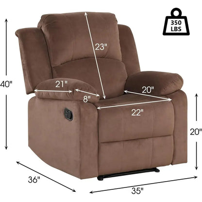 Light Brown Heavy-Duty Recliner Chair with Soft Fabric for Living Room or Bedroom