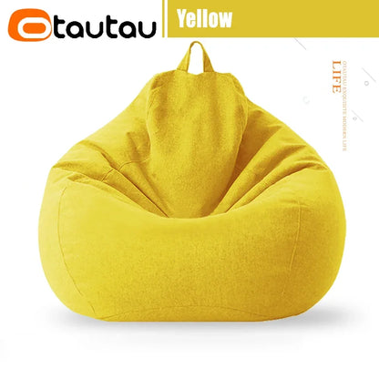 OTAUTAU Big Cotton Linen Bean Bag Cover without Filler Corner Seat Lazy Beanbag Chair Pouf Salon Ottoman Puff Lounger Sac DD002