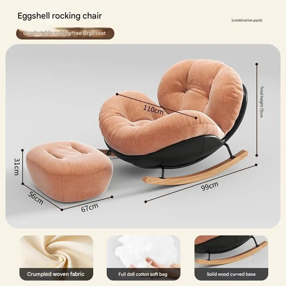 Eggshell Rocking Chair for Home Living Room Single Sofa Lazy Chair Balcony Leisure Chair Girls Pink Rocking Chair