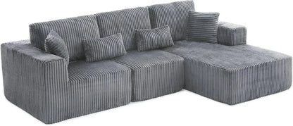 L-Shaped Modular Cloud Sofa with Chaise & Deep Seats