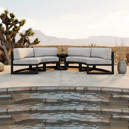 Outdoor sofa courtyard villa garden outdoor arc leisure combination aluminum alloy waterproof sunscreen rattan sofa