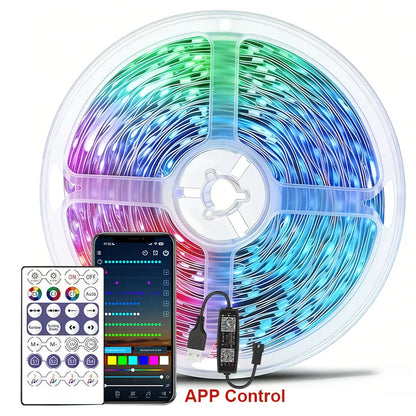 WS2812B LED Strip Lights 1-20M 5V RGB IC Music Sync Color Changing Magic Color Flexible Ribbon for Bedroom Kitchen TV Backlight