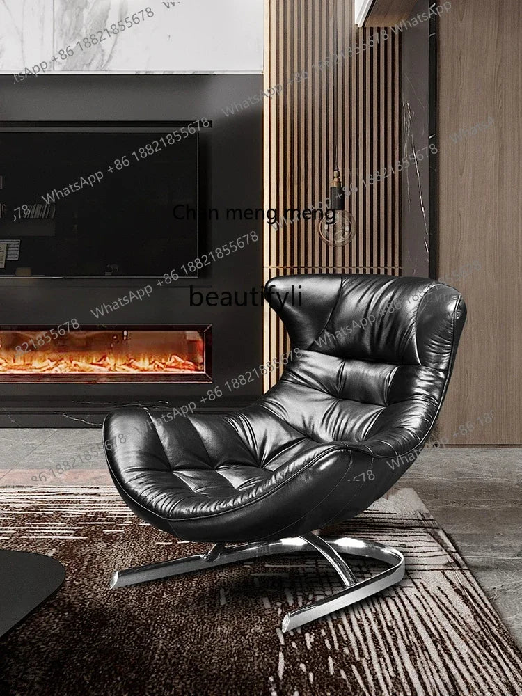 New style Italian Single Leather Sofa Chair Living Room Light Luxury Bedroom Modern Wingback Chair Leisure Chair Recliner ss 730