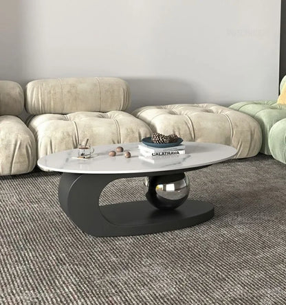 Bright Oval Coffee Tables for Tea Room Italian Rock Slab Easy To Clean Side Table Luxury Tables for Living Room a