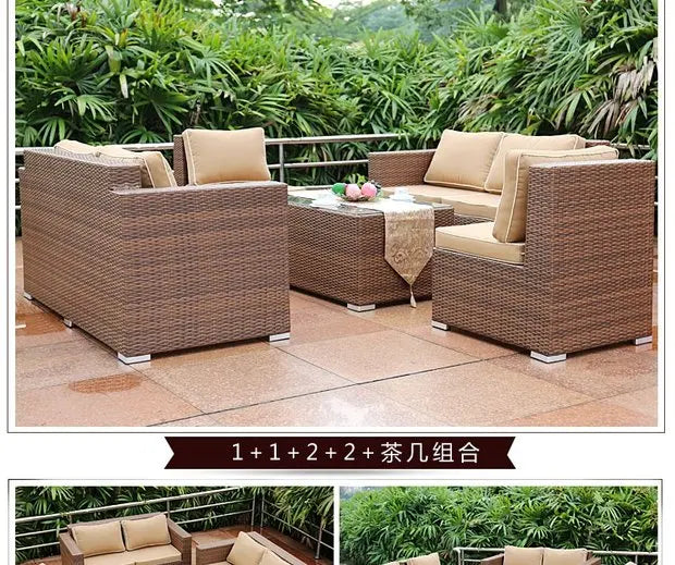Outdoor Open-air Garden Sofas Hotel Backrest Modern Leisure Garden Sofas Balcony Pe Rattan Furniture Sofá Do Jardim MHHYSF