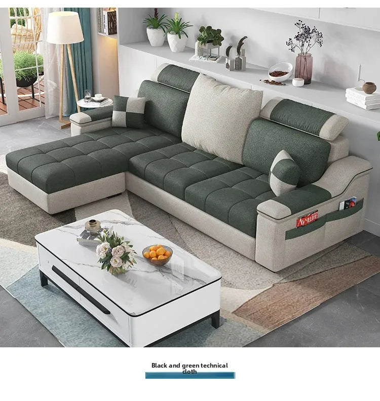 Modern minimalist Nordic fabric sofa with recliner family small apartment hotel living room bedroom