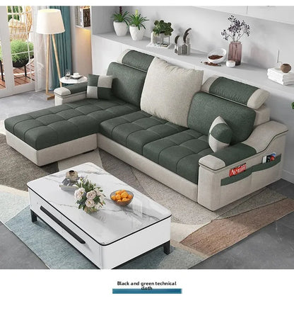 Modern minimalist Nordic fabric sofa with recliner family small apartment hotel living room bedroom