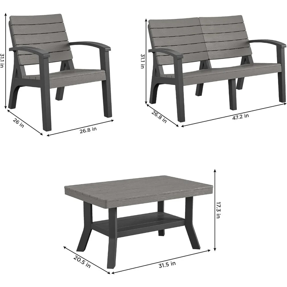 resin patio conversation set for four