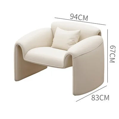 Light luxury small apartment curved lambswool sofa simple home living room fabric sofa beauty salon reception sofa chair