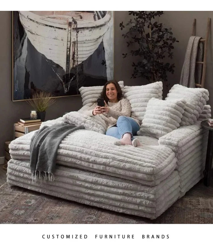 Nordic Sofabed Vacuum Compression Sofa Bed Modern Simple Lazy Sofa Bed  Thick Strip Velvet Large Sofa Bed Living Room Furniture