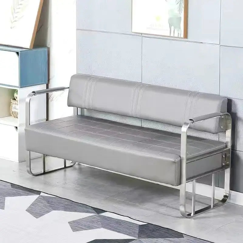 Sofa Barber Shop Waiting Stainless Steel Sofa Chair Fashion Hair Salon Hair Rest Chair Long