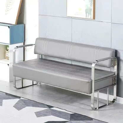 Sofa Barber Shop Waiting Stainless Steel Sofa Chair Fashion Hair Salon Hair Rest Chair Long