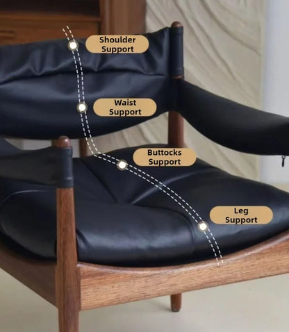 Wooden Living Room Chairs Leather Armchair Aesthetic Vintage Single Person Backrest Chair Luxury Comfortable Lazy Sofa Chair