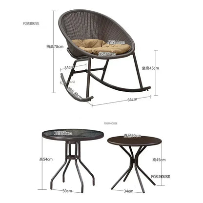 Outdoor Rattan Chair Garden Furniture Set Household Outdoor Balcony Leisure Table and Chair Three-piece Set Mini Coffee Table