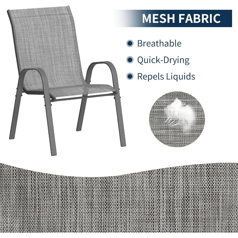 Patio Chairs Set of 4, Breathable Garden Outdoor Furniture for Backyard Deck,Outdoor Stackable Dining Chairs for All We