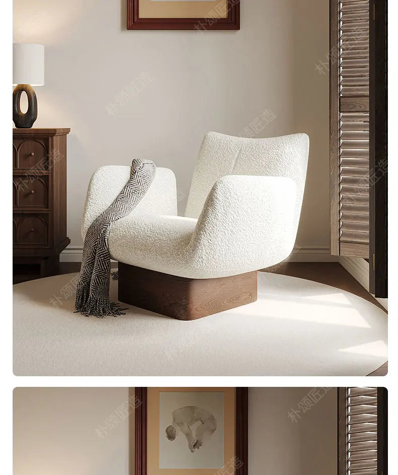 Solid wood single leisure sofa living room medieval   retro reclining chair resting area reception designer single chair