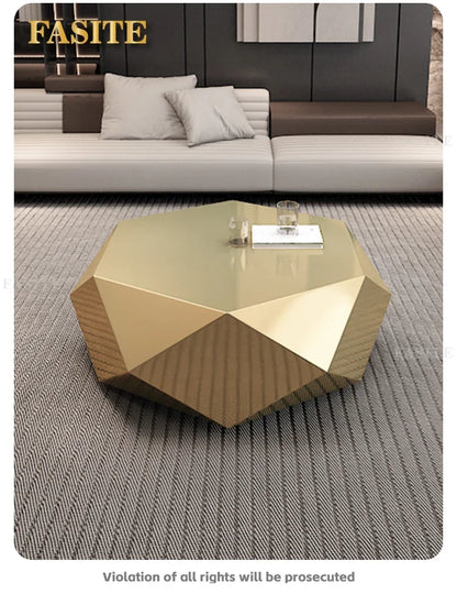Modern Minimalist Luxury Diamond Stainless Steel Coffee Table Living Room Furniture Shaped  Center Table Tea Table Escritorios