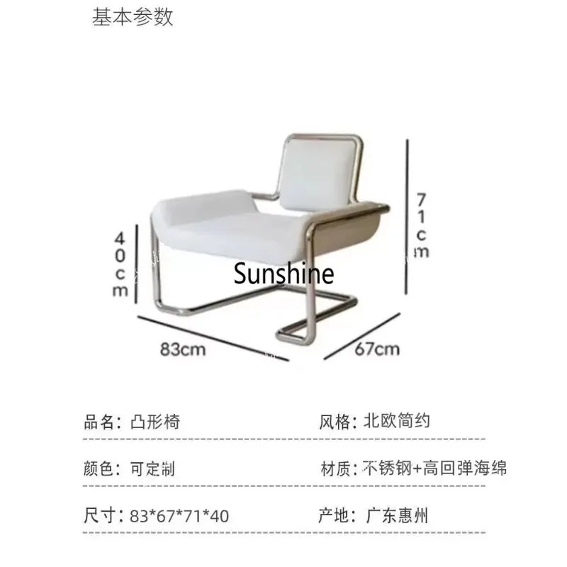 Nordic medieval curved special-shaped convex chair stainless steel light luxury backrest single chairTJ
