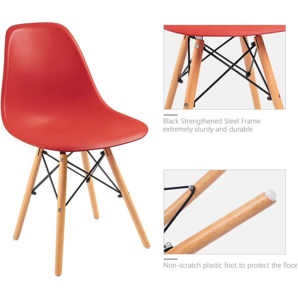 Furmax Modern Style Dining Chair Mid Century Modern DSW Chair, Shell Lounge Plastic Chair for Kitchen Chairs Set of 4(White)