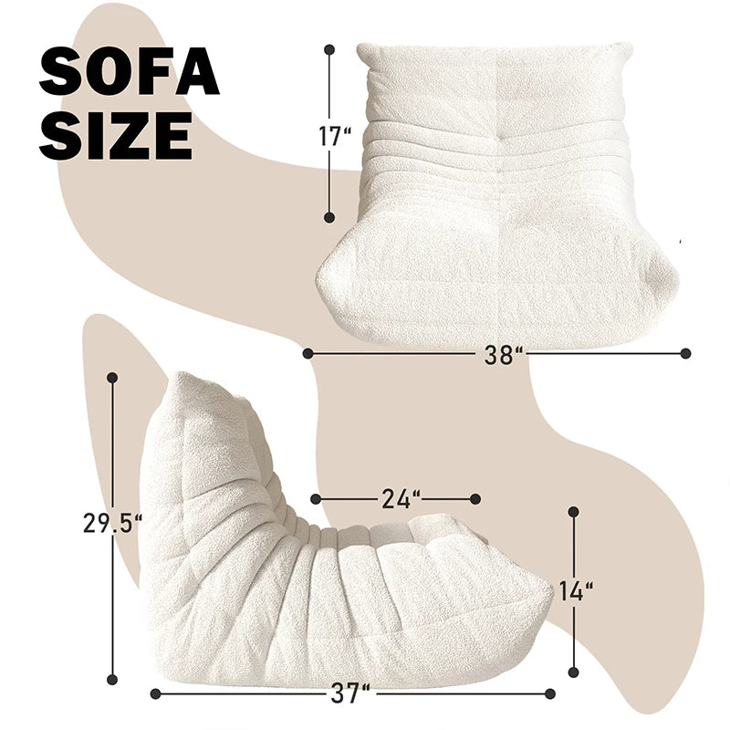 Fabric Lazy Floor Sofa, Modern Armless Floor Recliner, Living Room Bedroom Office Single Corner Chair Sofa