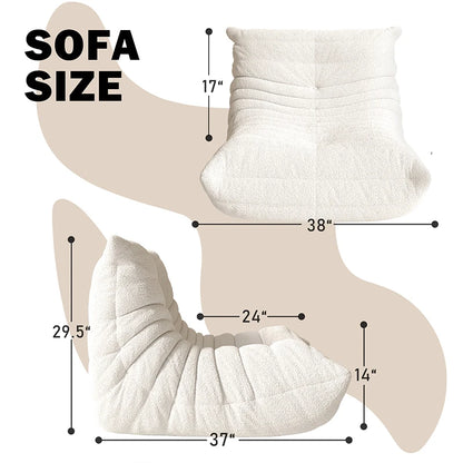 Fabric Lazy Floor Sofa, Modern Armless Floor Recliner, Living Room Bedroom Office Single Corner Chair Sofa