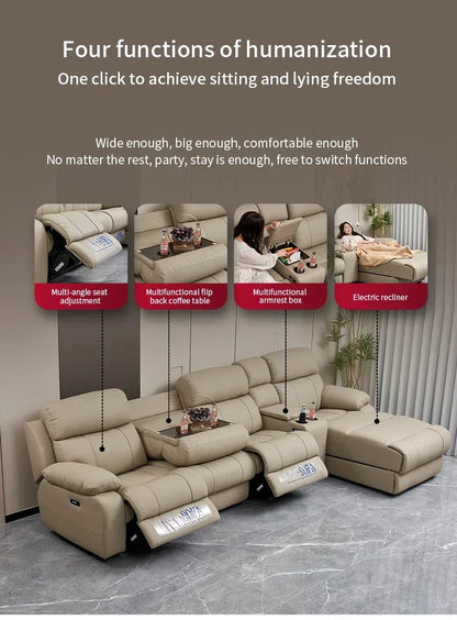 Modern Italian Living Room Sofas Modular Electric Recliner Sofa Bed Multi-functional Leather Minimalist Divano Room Furniture