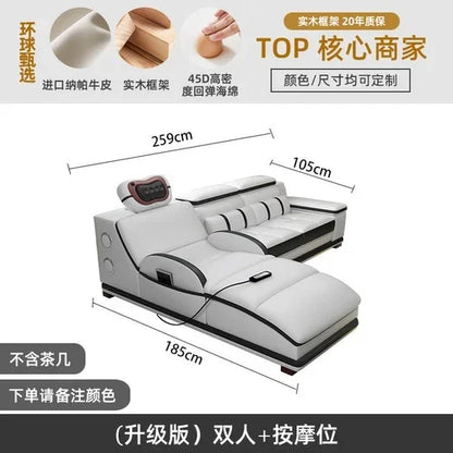 Massage sofa minimalist top layer cowhide home living room Italian minimalist leather art
