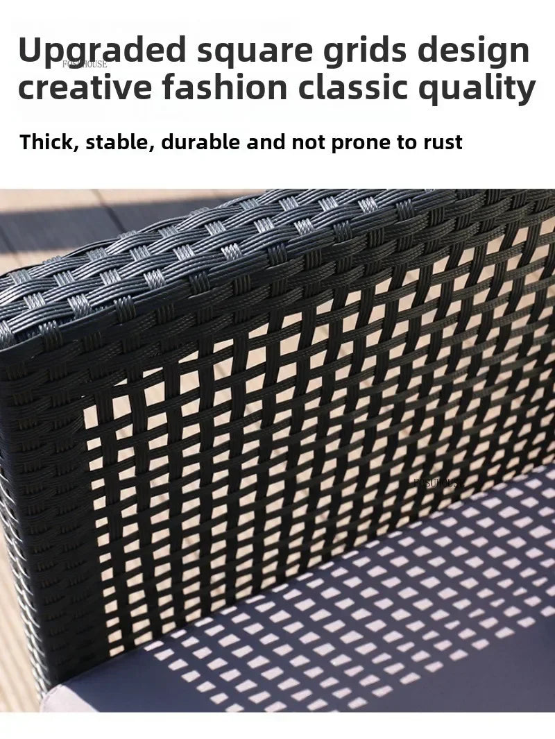 Nordic Outdoor Sofas Courtyard Villa Sun Room PE Rattan Chairs Single Double Terrace Sofa Waterproof Sunscreen Outdoor Furniture
