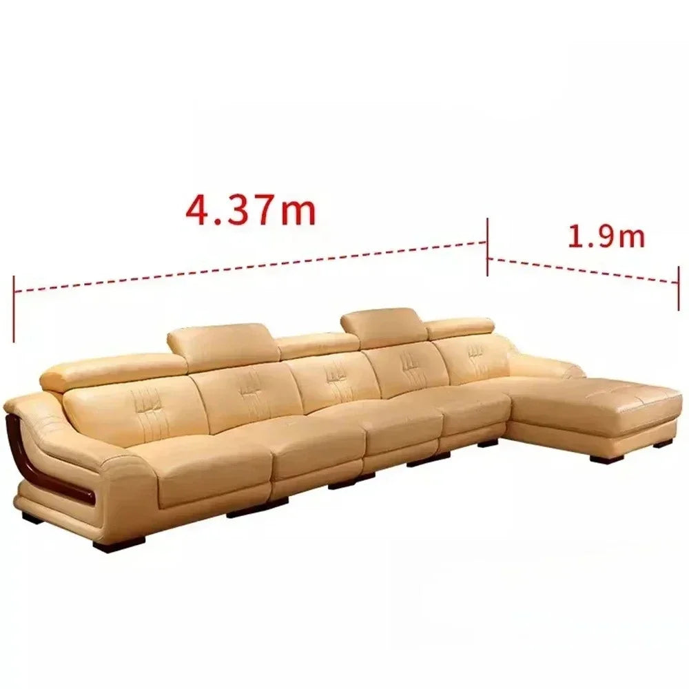 MANBAS Premium Italian Genuine Leather Sofa Sets Big Sectional Couch Living Room Sofas With Adjustable Headrests Home Furniture