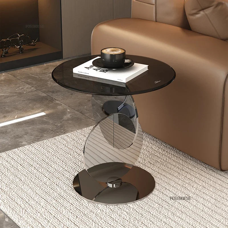 Nordic Light Luxury Coffee Tables Glass Side Table Designer Stainless Steel Corner Table Home Furniture Living Room Coffee Table